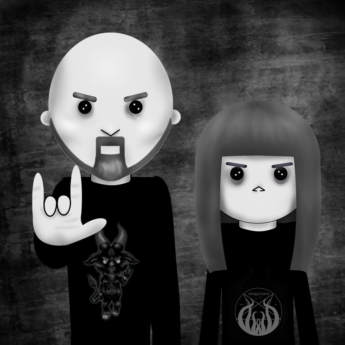 Ilustración de Laura y Javi, Desquiciados, en blanco y negro